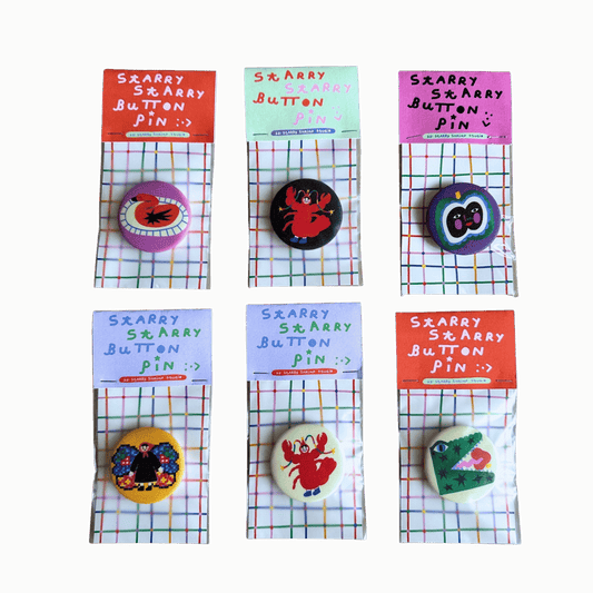 Starry Starry Button Pin by Starry Shrimp