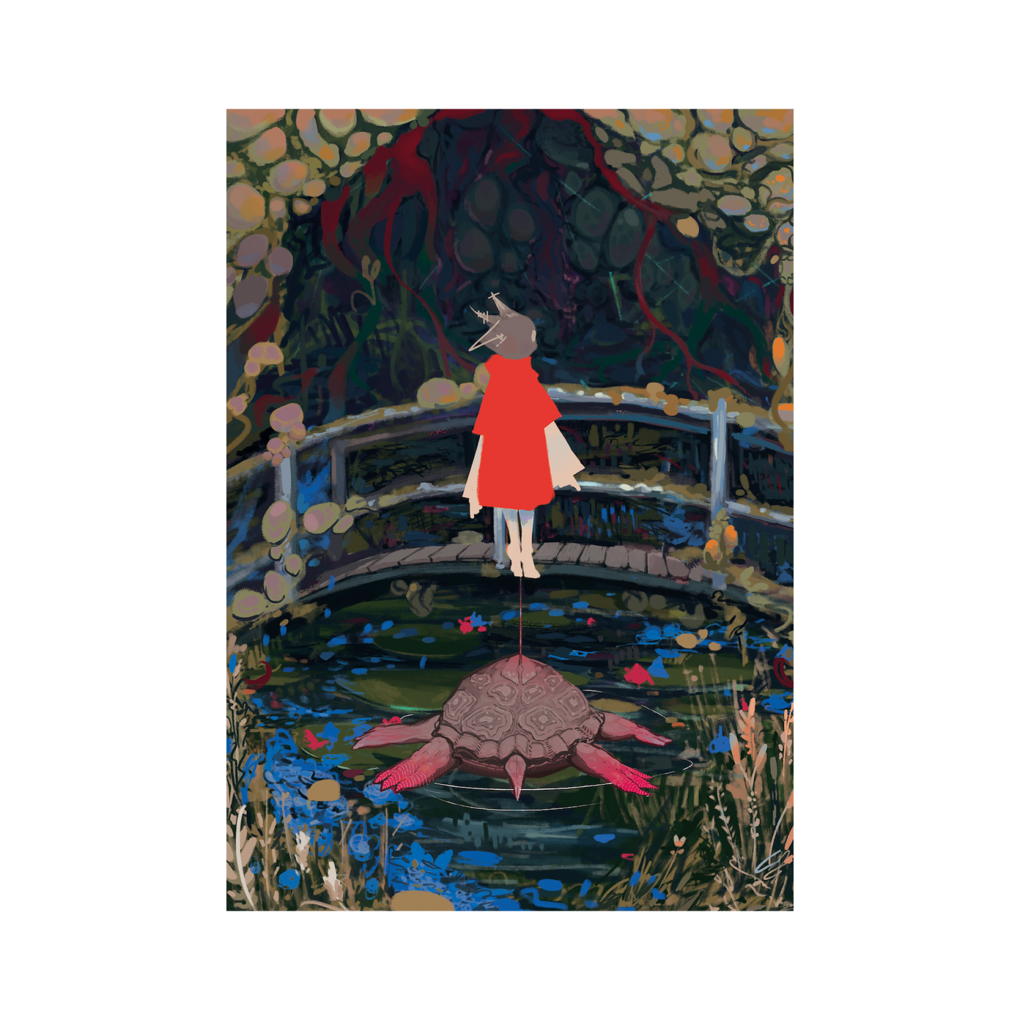 Feeding Tortoises (Monet’s Japanese Footbridge and the Water Lily Pool) by Bryan Lim Junyan