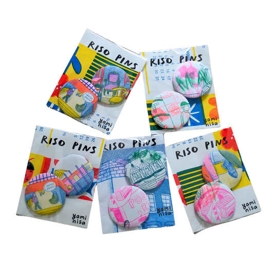 Riso Print Button Pins by Yaminisa