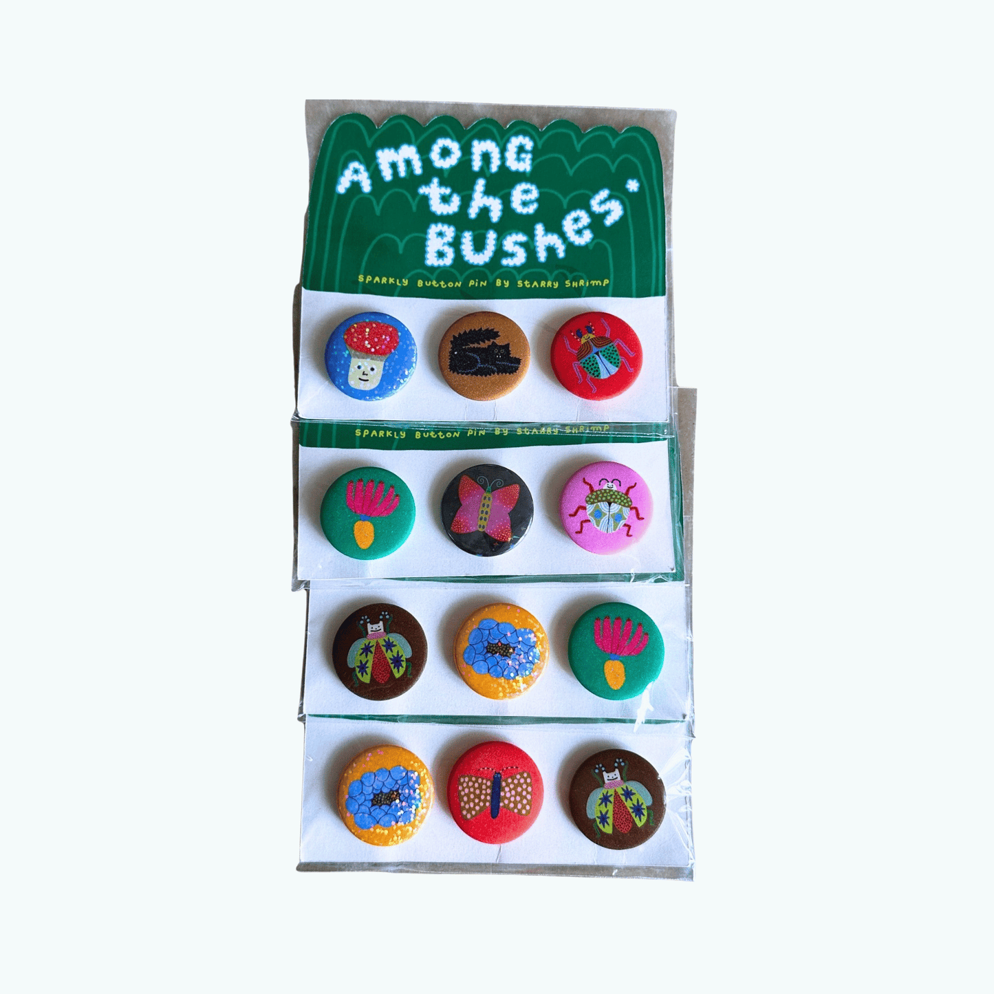 Among The Bushes Button Pin Set by Starry Shrimp