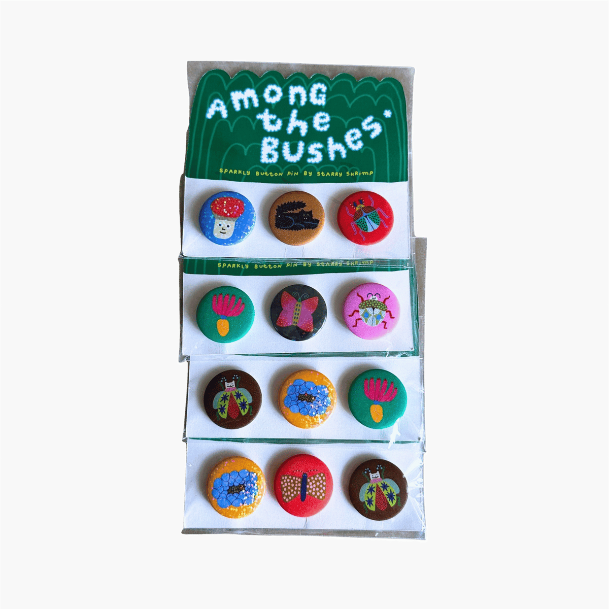 Among The Bushes Button Pin Set by Starry Shrimp
