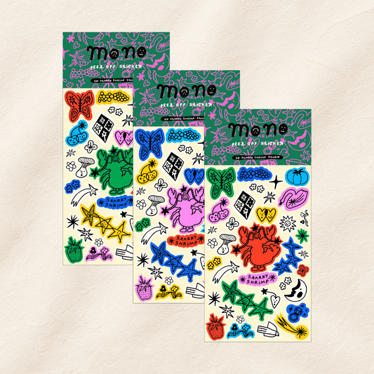 Mono UV Sticker Sheet by Starry Shrimp