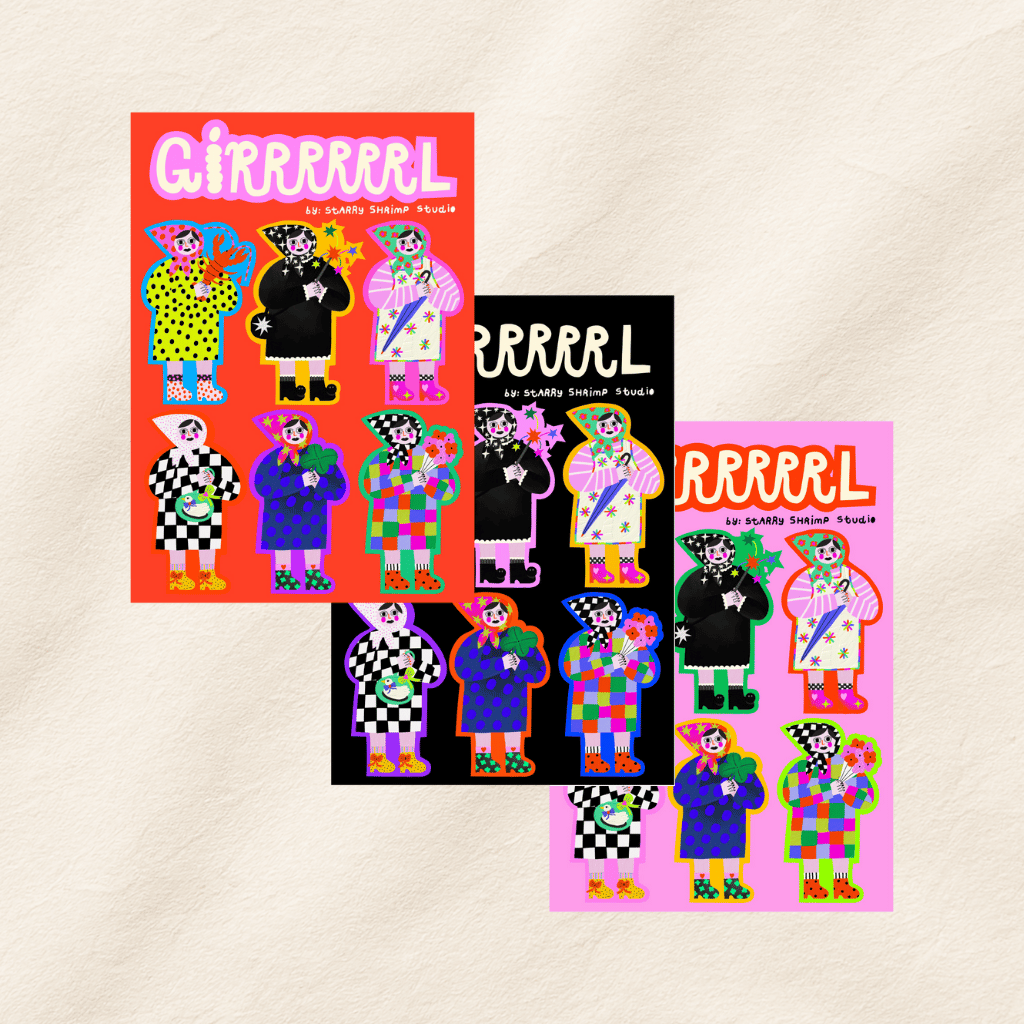GiRRRRRRL UV Sticker Sheet by Starry Shrimp