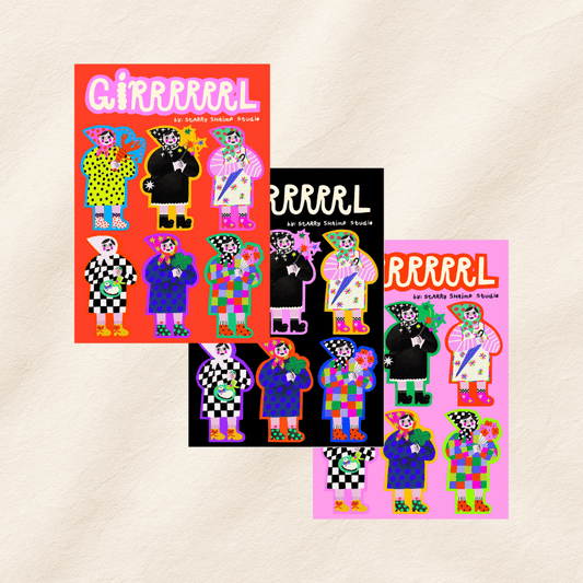 GiRRRRRRL UV Sticker Sheet by Starry Shrimp