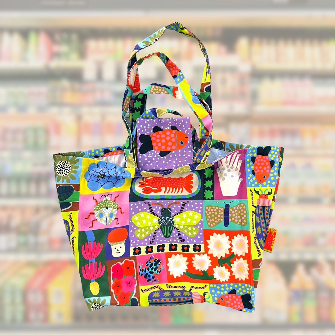 Dizzy Messy Whimsy Foldable Bag by Starry Shrimp