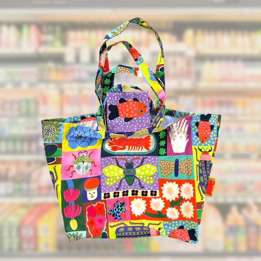 Dizzy Messy Whimsy Foldable Bag by Starry Shrimp