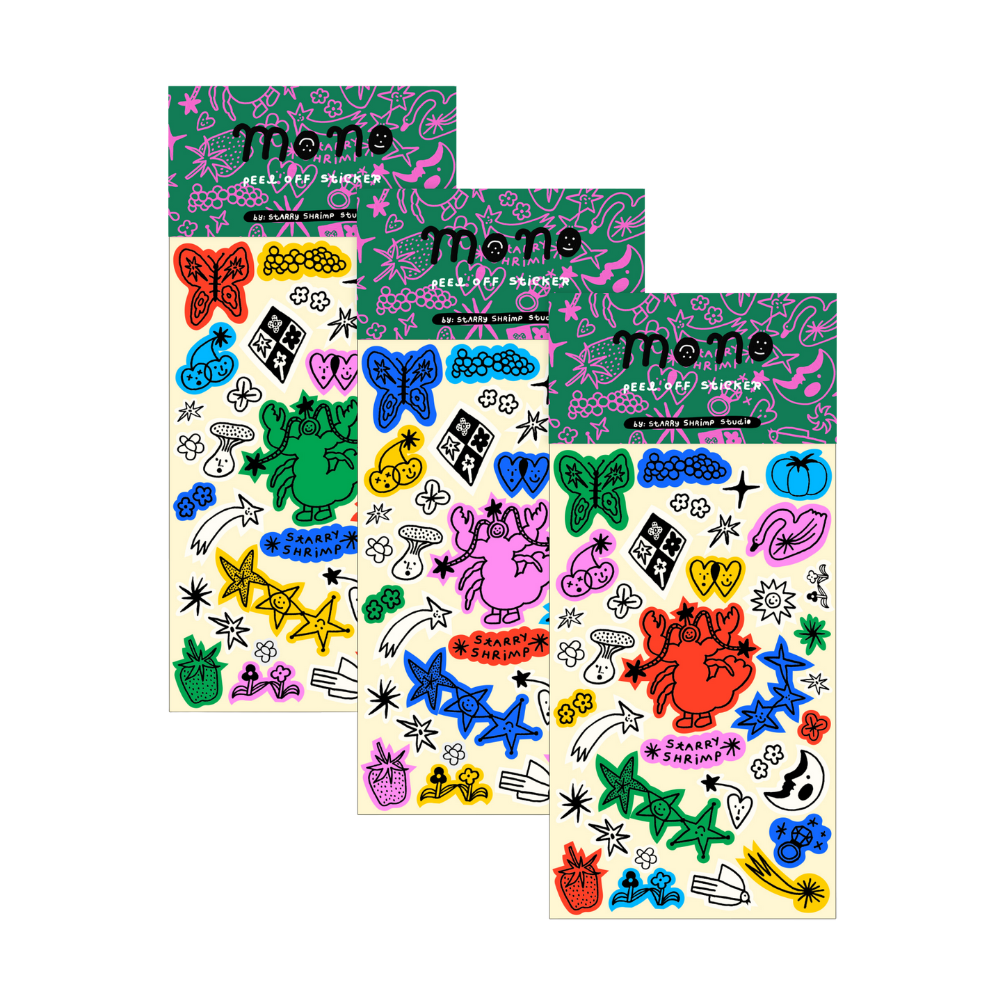 Mono UV Sticker Sheet by Starry Shrimp