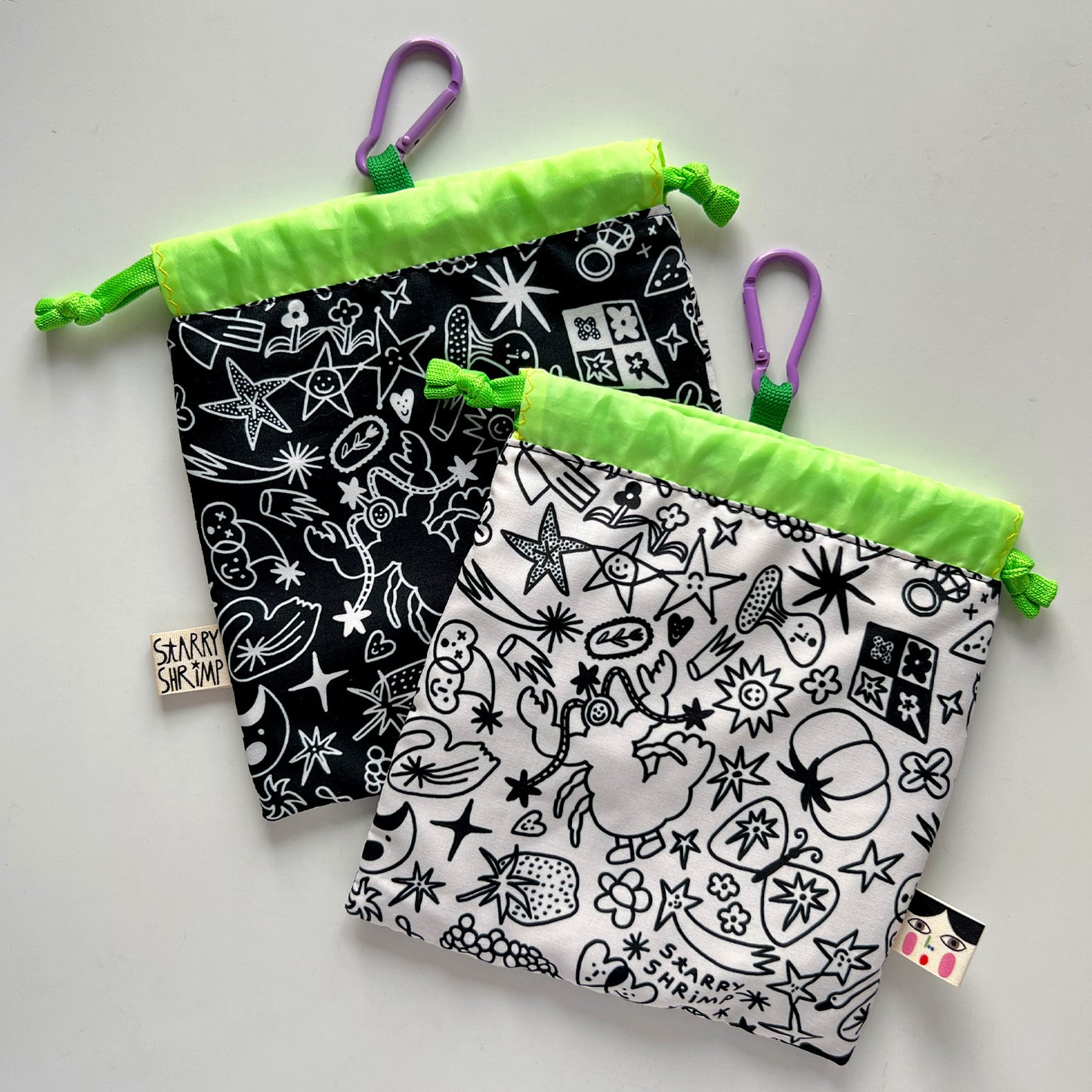 Drawstring Pouches by Starry Shrimp