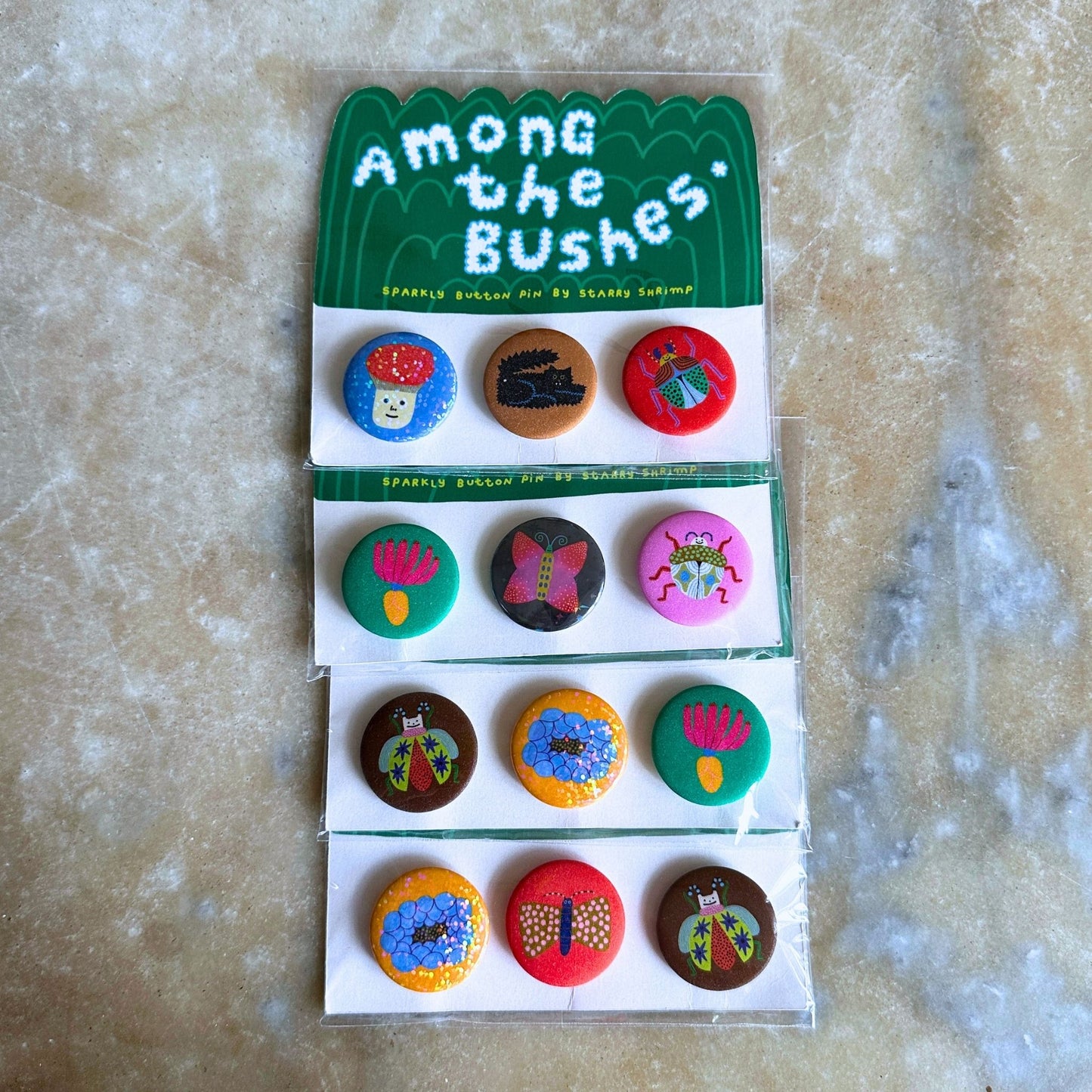 Among The Bushes Button Pin Set by Starry Shrimp
