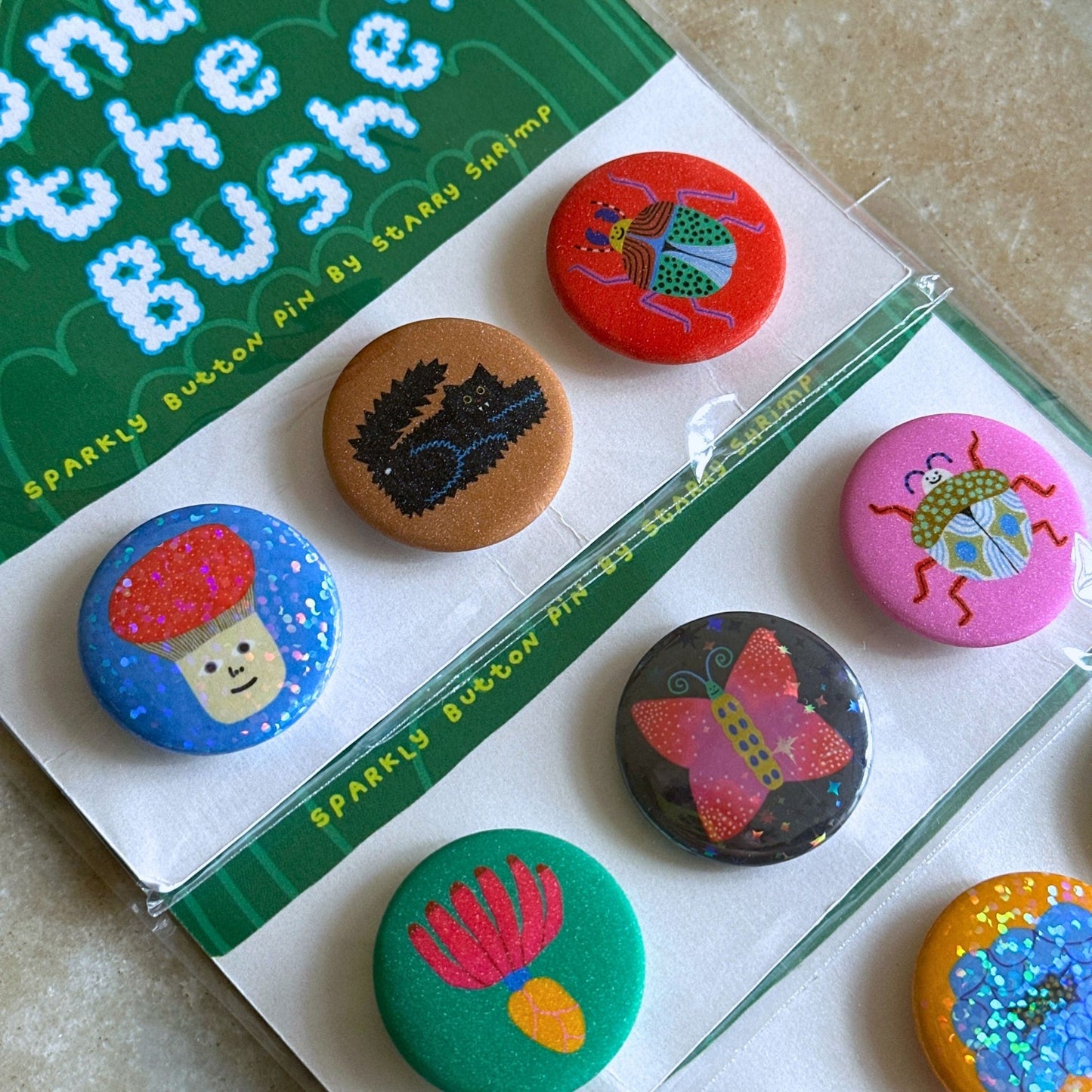Among The Bushes Button Pin Set by Starry Shrimp