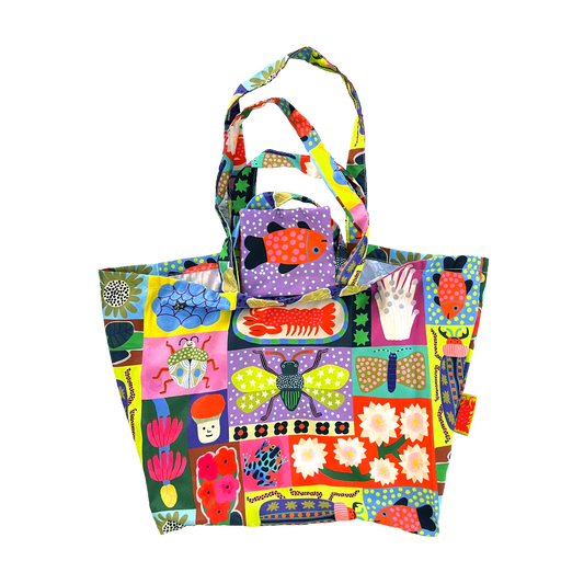 Dizzy Messy Whimsy Foldable Bag by Starry Shrimp