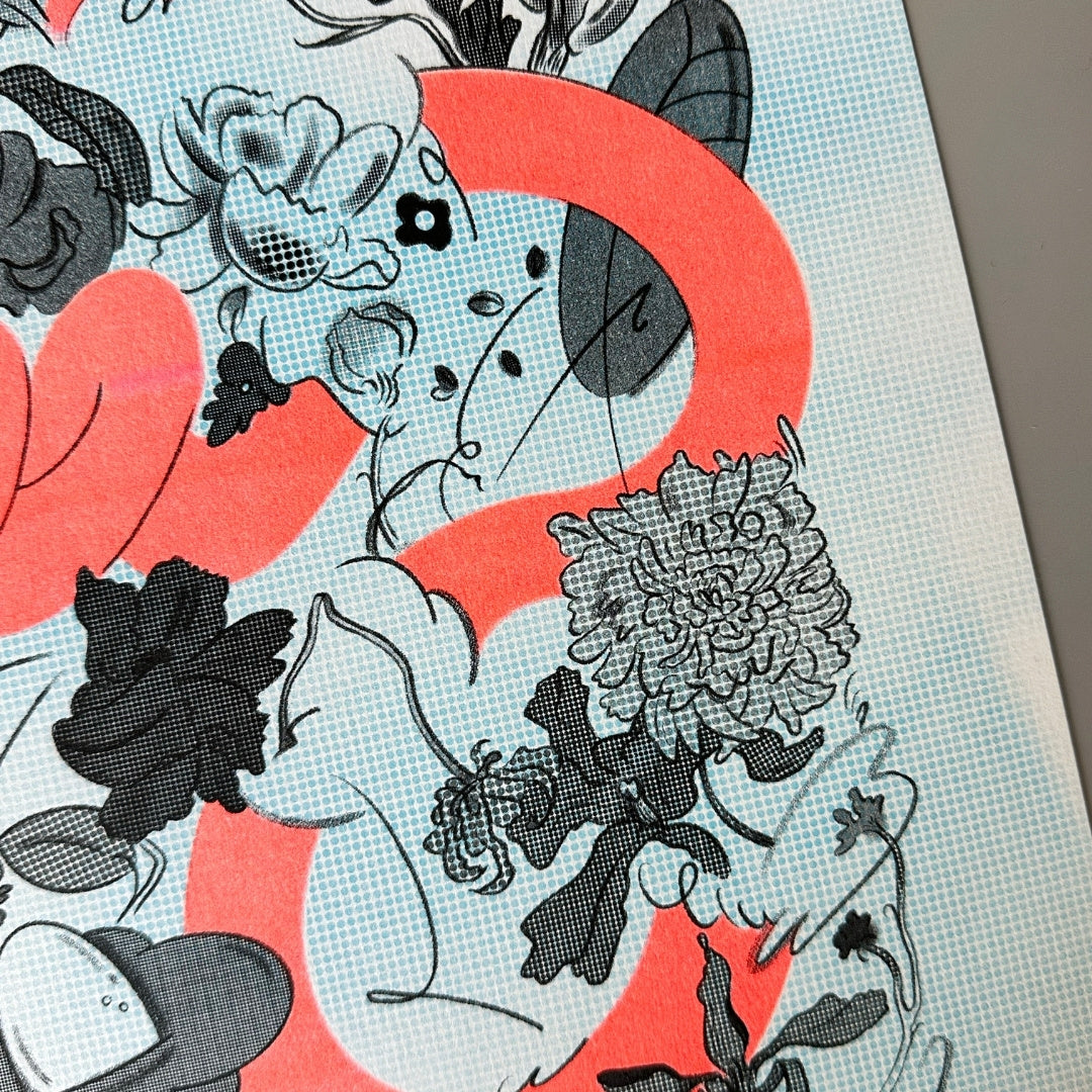 Floofer Riso Print by Nat Kunyapat