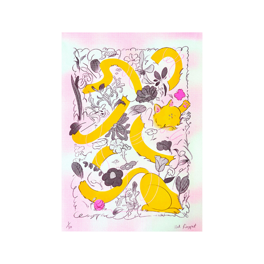 Meower Riso Print by Nat Kunyapat